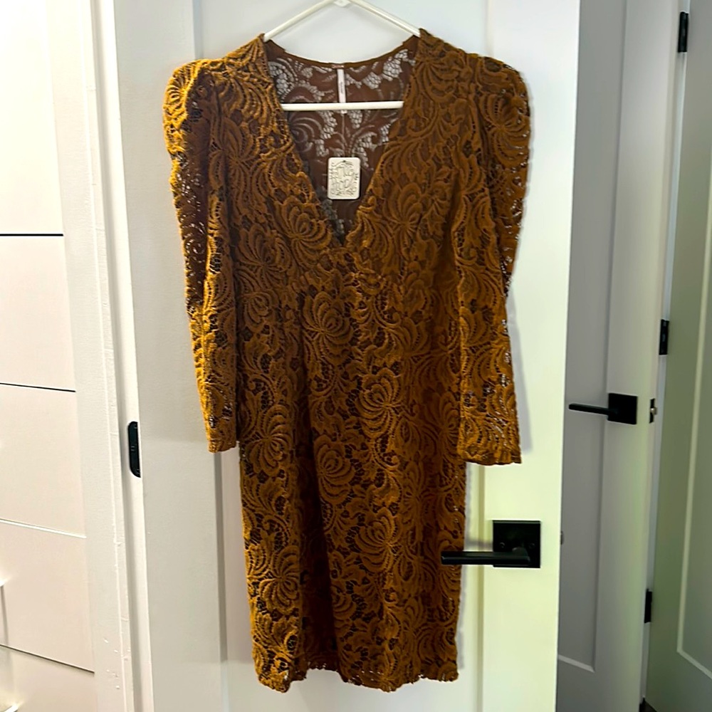 Free People embroidered puff sleeve dress